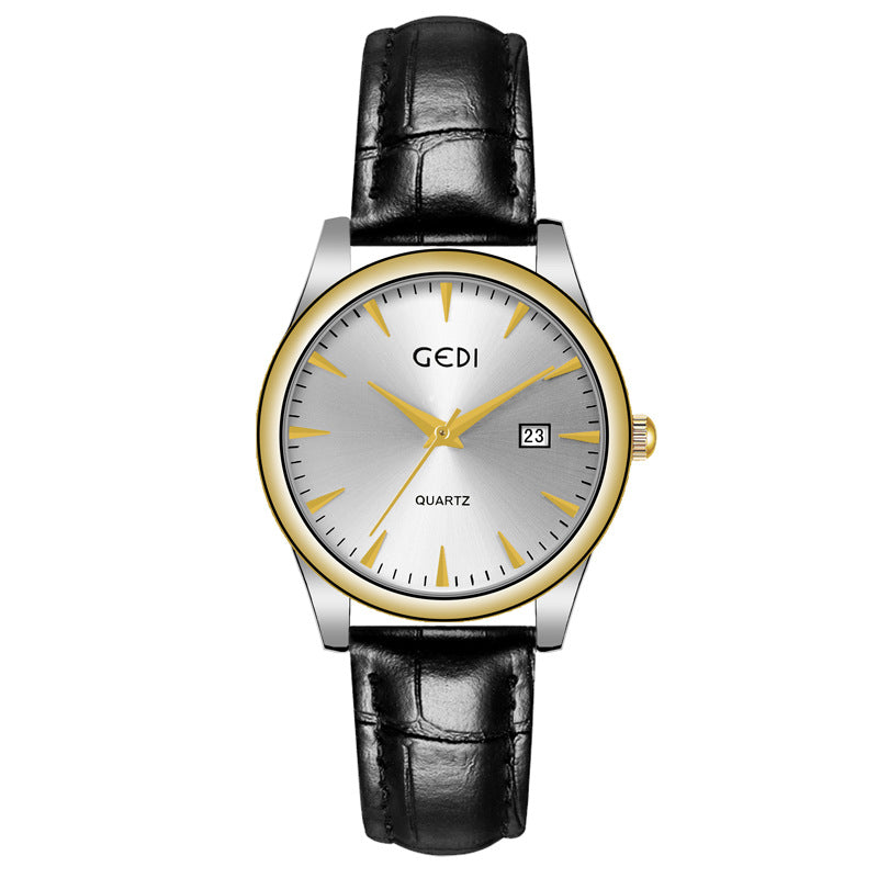 Couple's Simple Calendar Quartz Watch