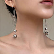 Korean Style Personalized Metal Beads Tassel Earrings Long