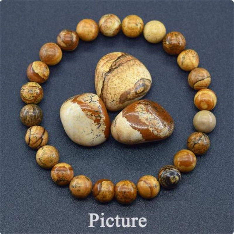 Natural Stone Elastic Cord Beaded Bracelet