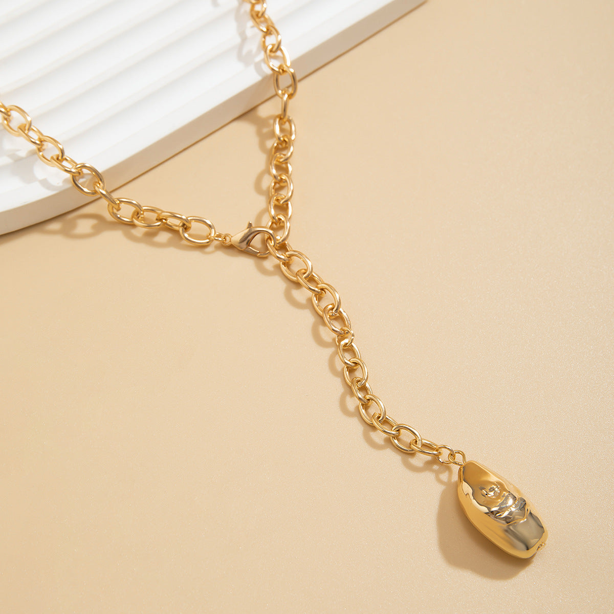 Vintage Women Irregular Golden Beans Pendant Necklace