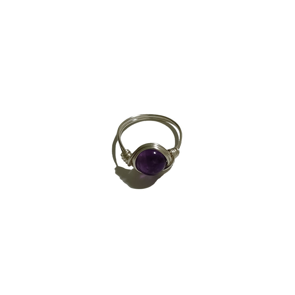 Fashion Simple And Natural Agate Amethyst Ring