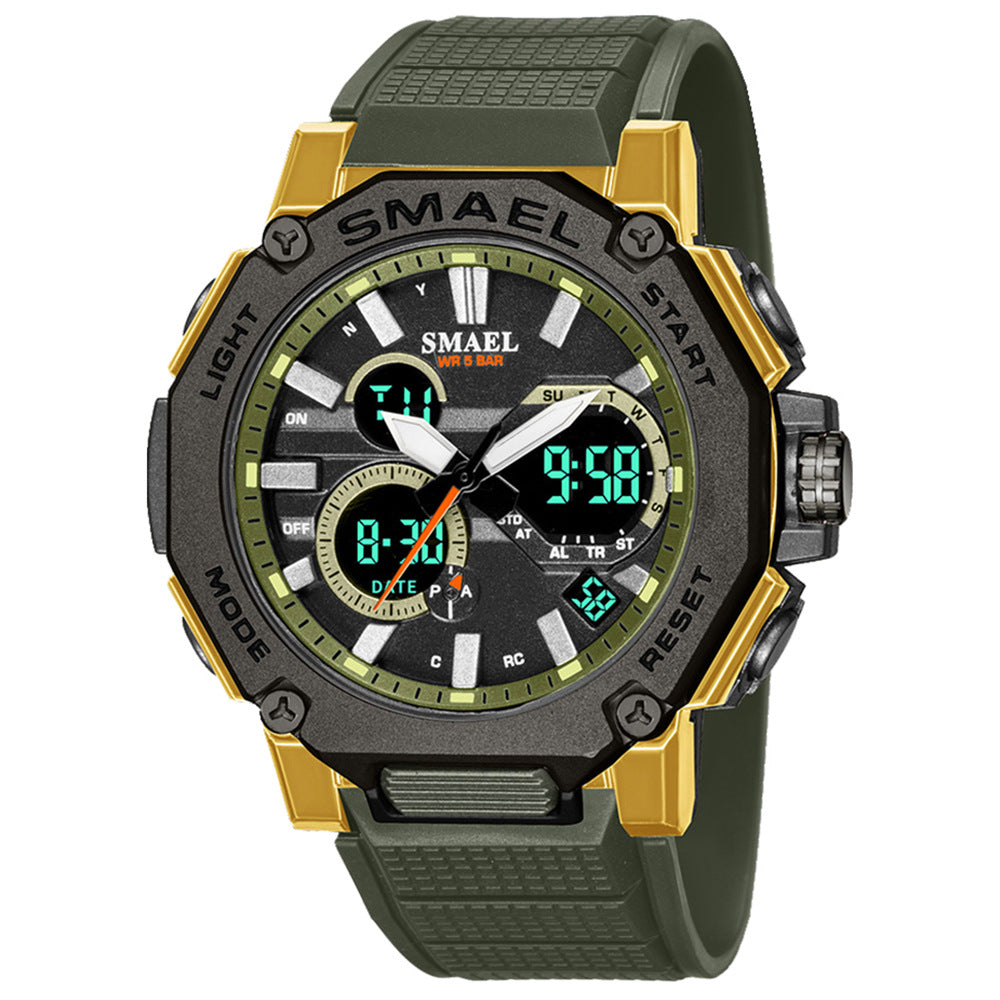 Double Display Waterproof Luminous Sports Electronic Watch