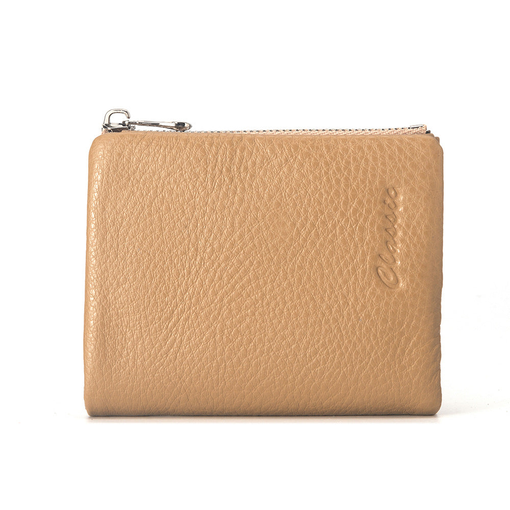 Leather Wallet Lychee Pattern Women's Short