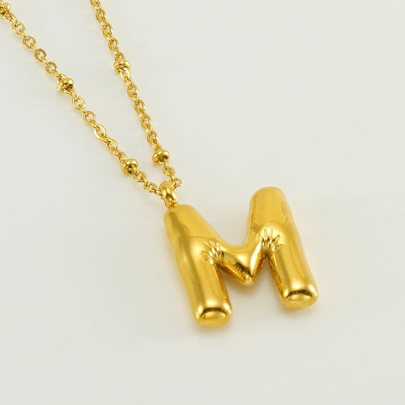 Women's Fashion Bubble Letter Pendant Short Necklace