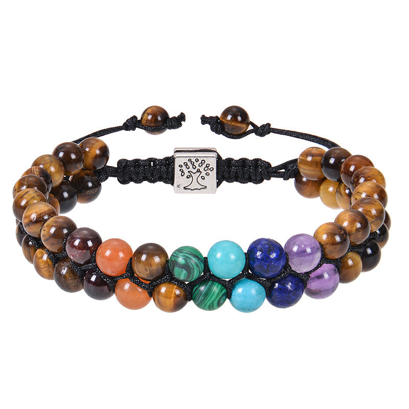 6mm colorful natural stone double layer bracelet