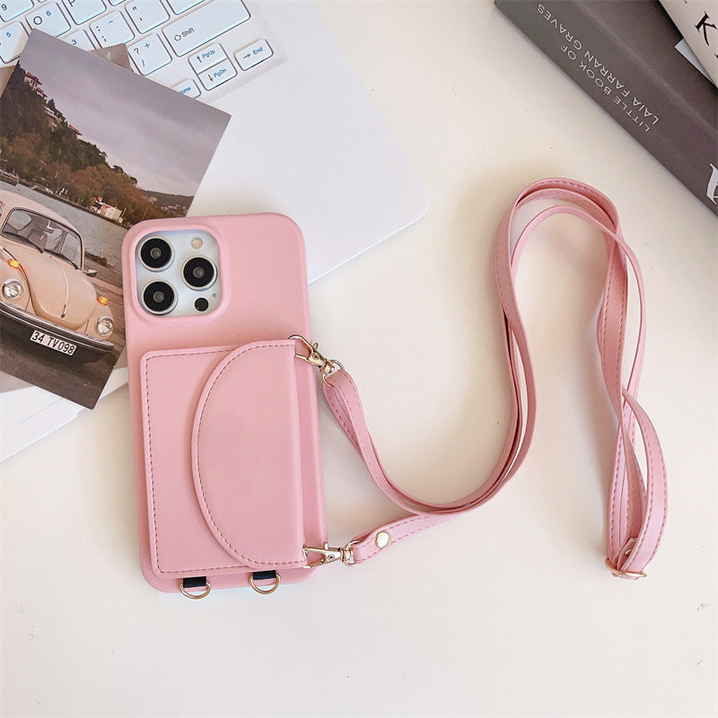 Suitable mobile phone case card holder lanyard litchi pattern