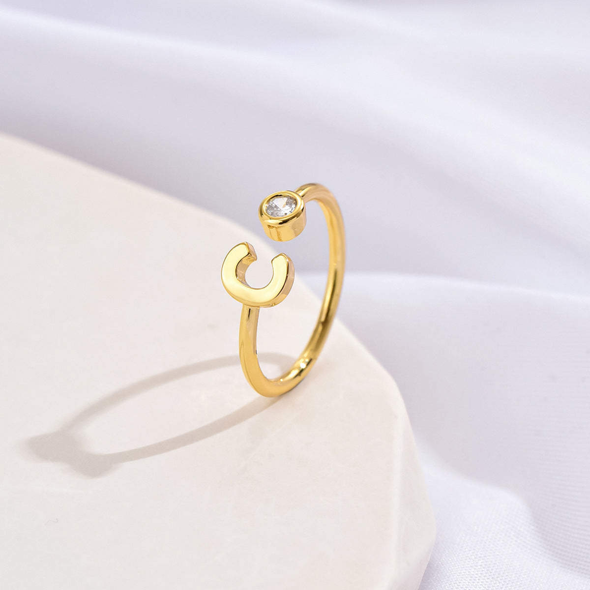 Simple Fashion Letter Zircon Ring