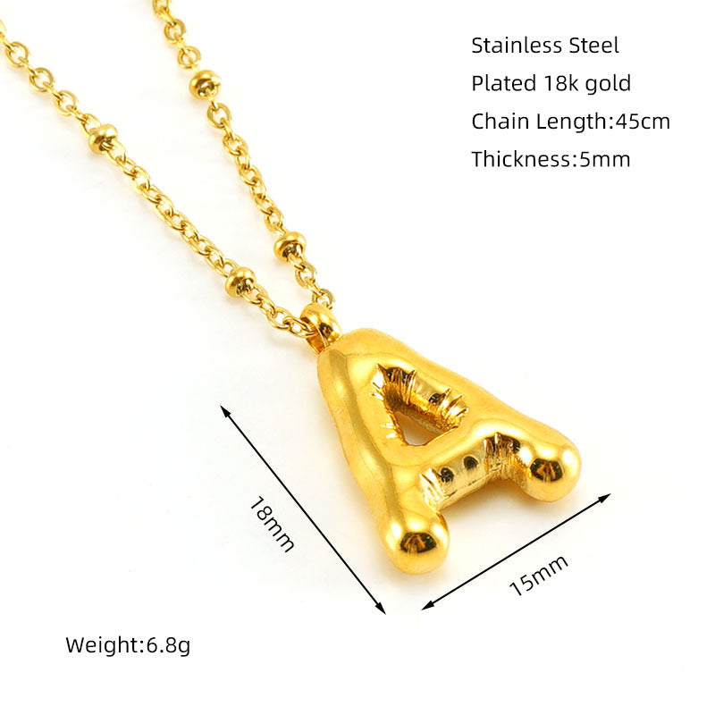 Women's Fashion Bubble Letter Pendant Short Necklace