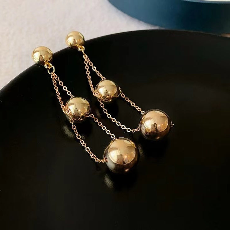 Korean Style Personalized Metal Beads Tassel Earrings Long