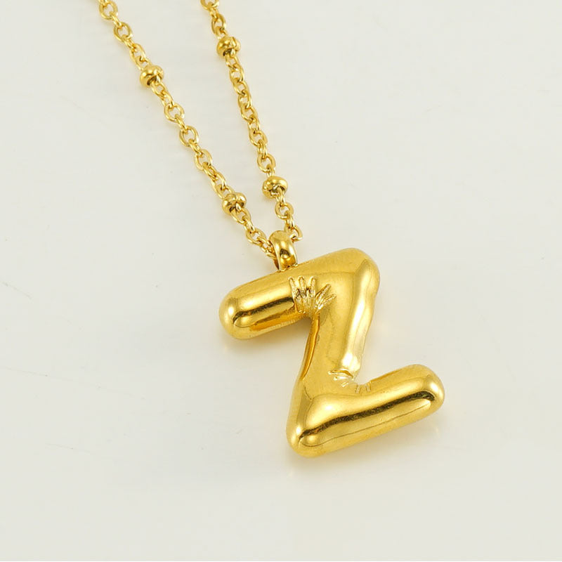 Women's Fashion Bubble Letter Pendant Short Necklace