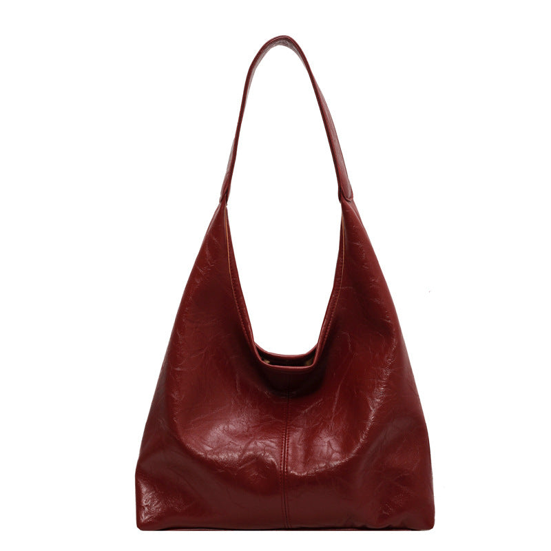 Large capacity soft leather shoulder bag