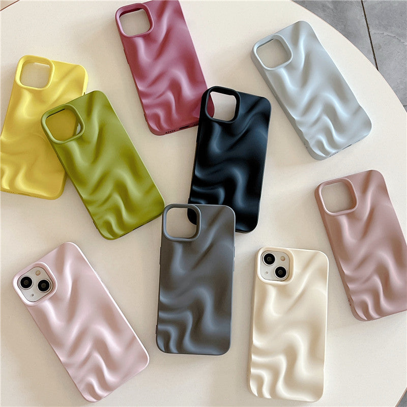 Three dimensional pleated water ripple phone case