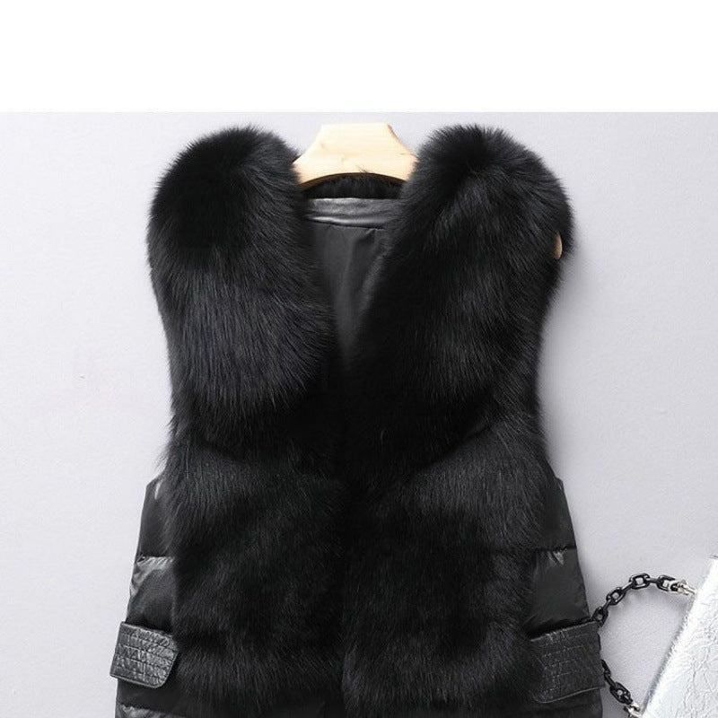 Winter Short Down Jacket Women's Imitation Fox Fur Woolen Women's Winter Wear Vest Cardigan