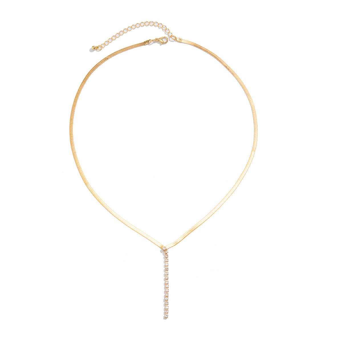 Snake Bone Chain Y-shaped Tassel Diamond Women's Necklace