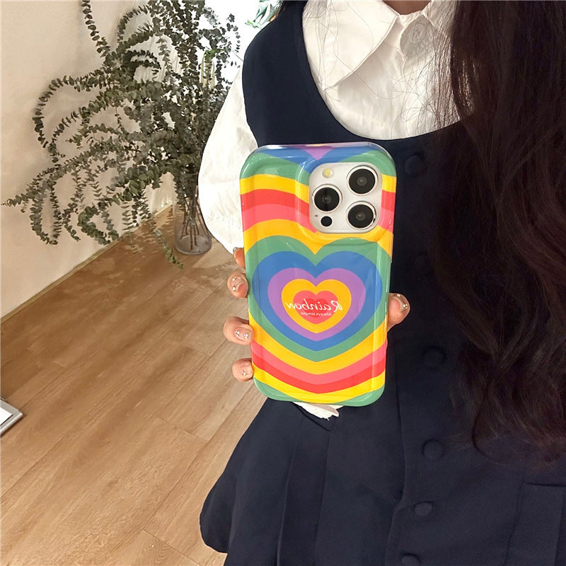 Rainbow Three Dimensional Love Drop-resistant Phone Case