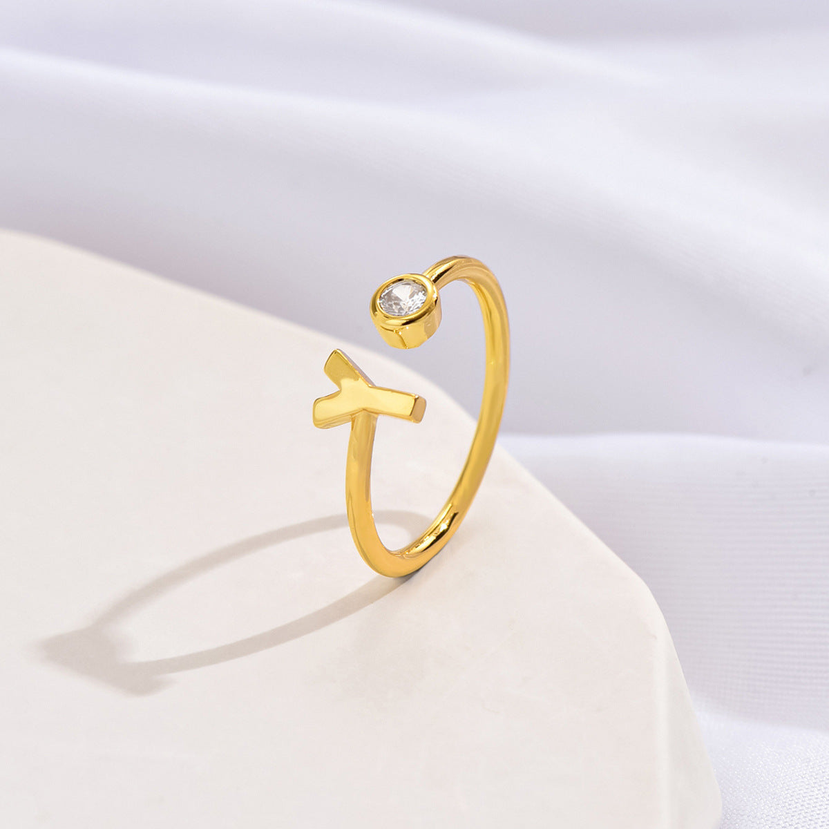 Simple Fashion Letter Zircon Ring