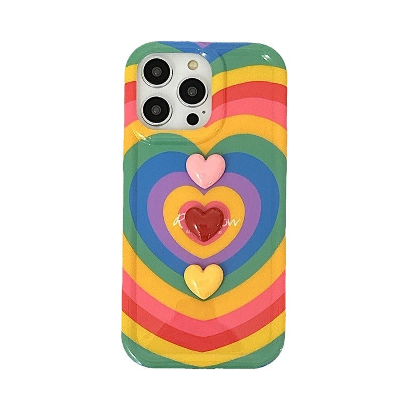 Rainbow Three Dimensional Love Drop-resistant Phone Case