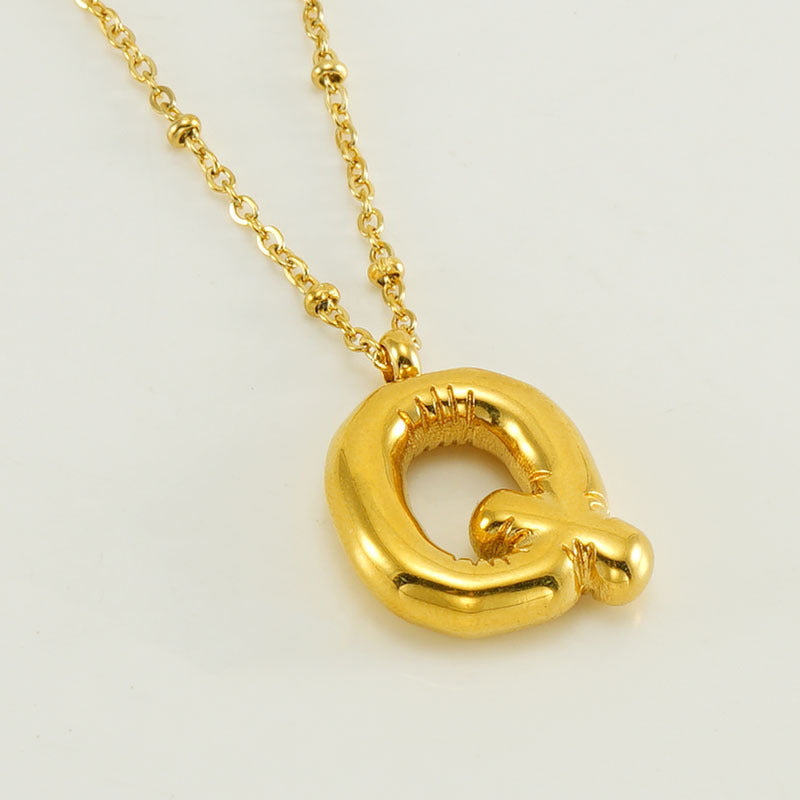 Women's Fashion Bubble Letter Pendant Short Necklace