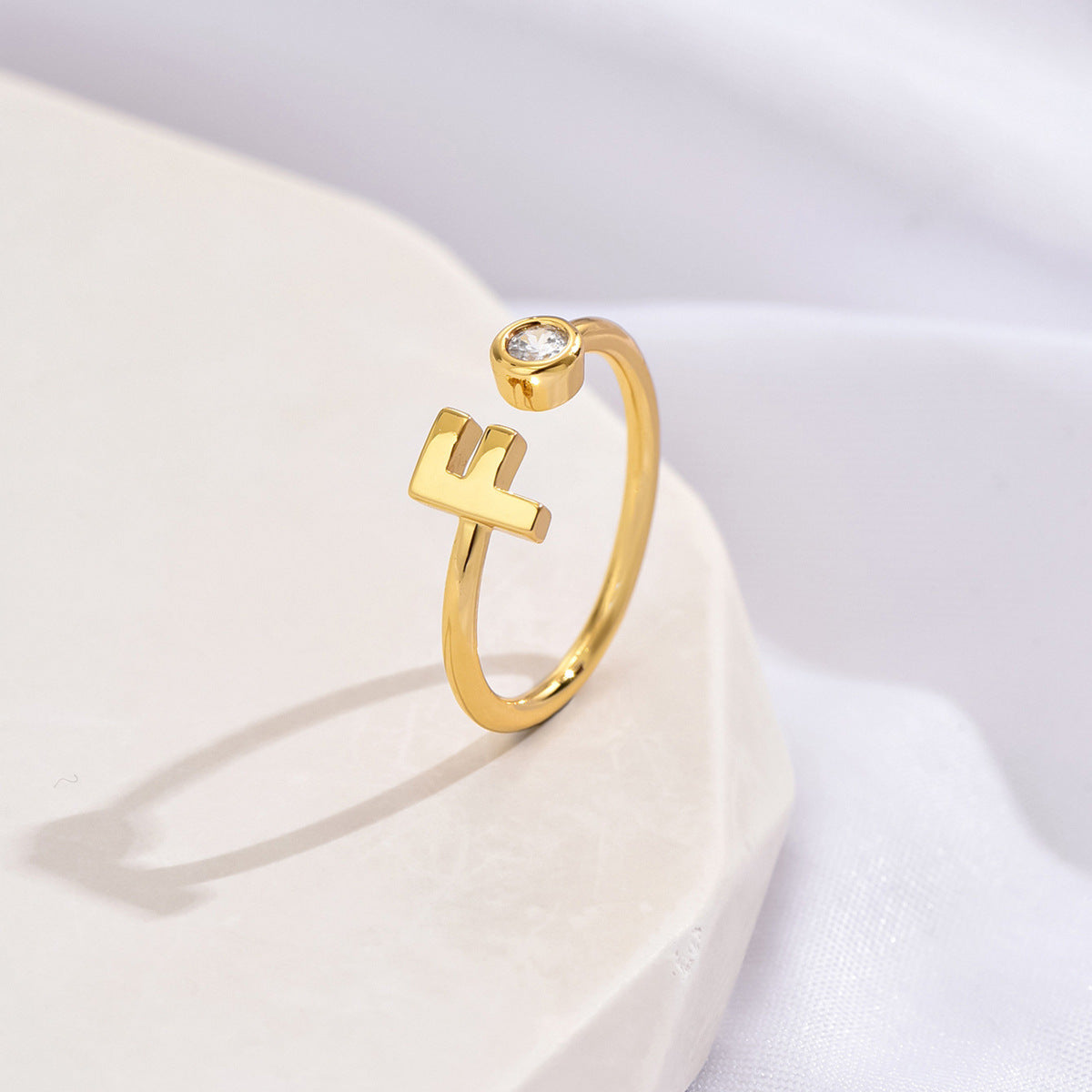 Simple Fashion Letter Zircon Ring