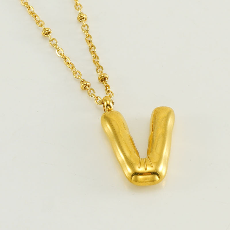 Women's Fashion Bubble Letter Pendant Short Necklace