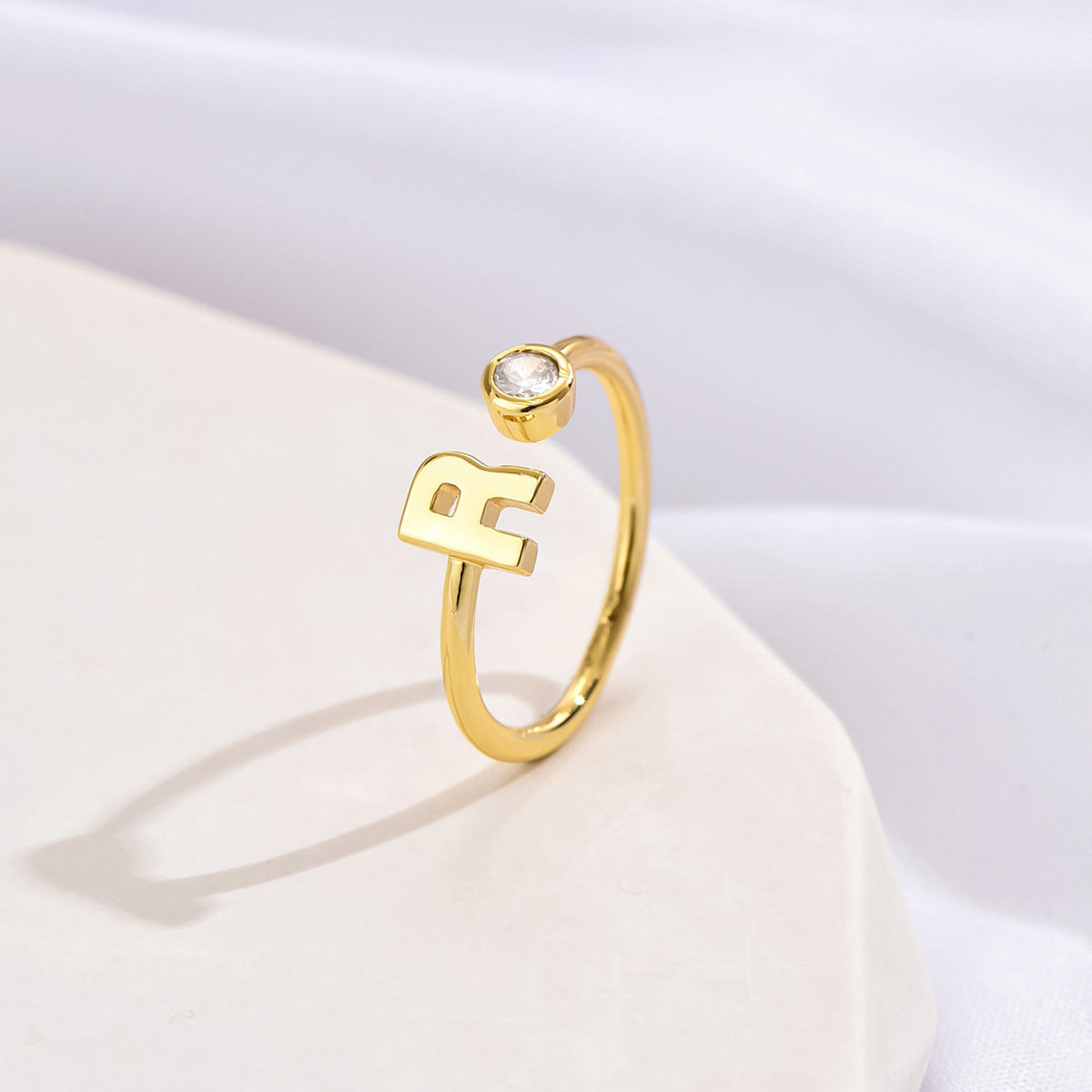 Simple Fashion Letter Zircon Ring