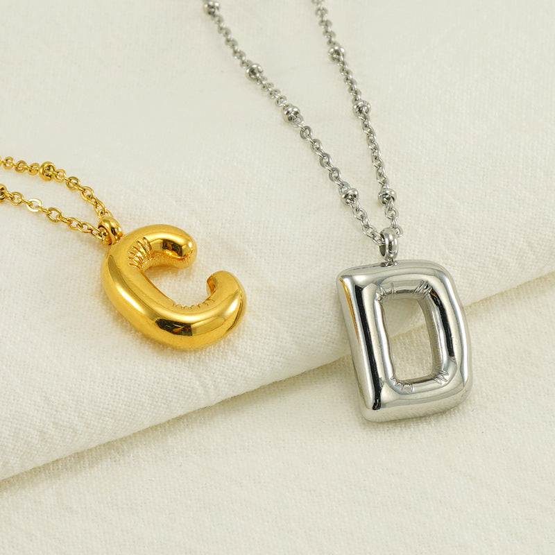 Women's Fashion Bubble Letter Pendant Short Necklace