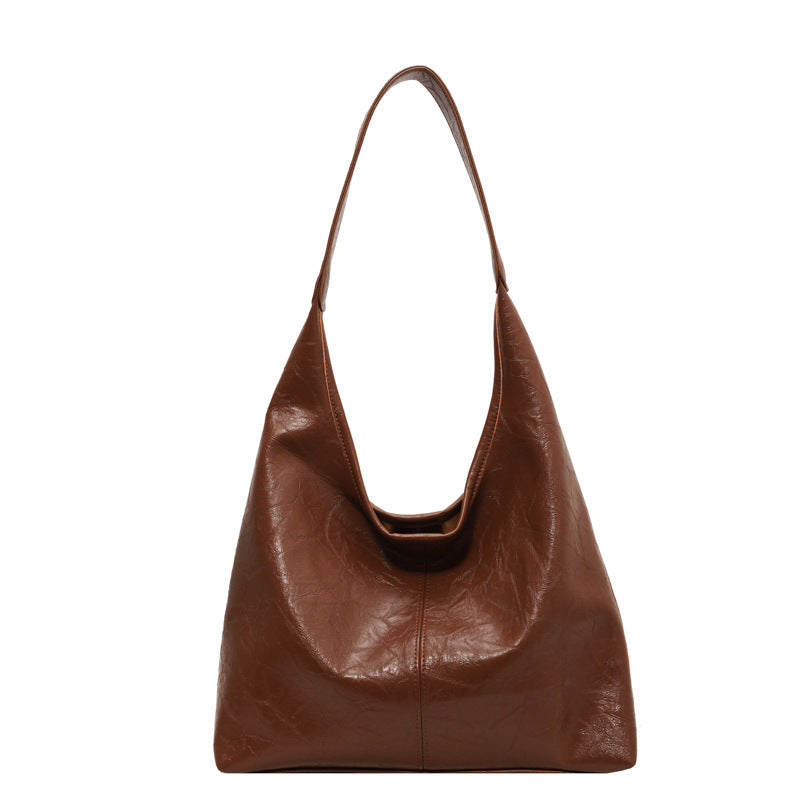 Large capacity soft leather shoulder bag