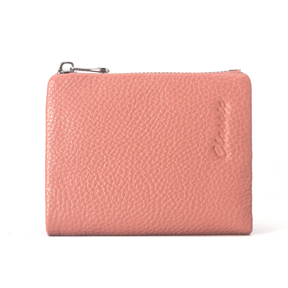 Leather Wallet Lychee Pattern Women's Short