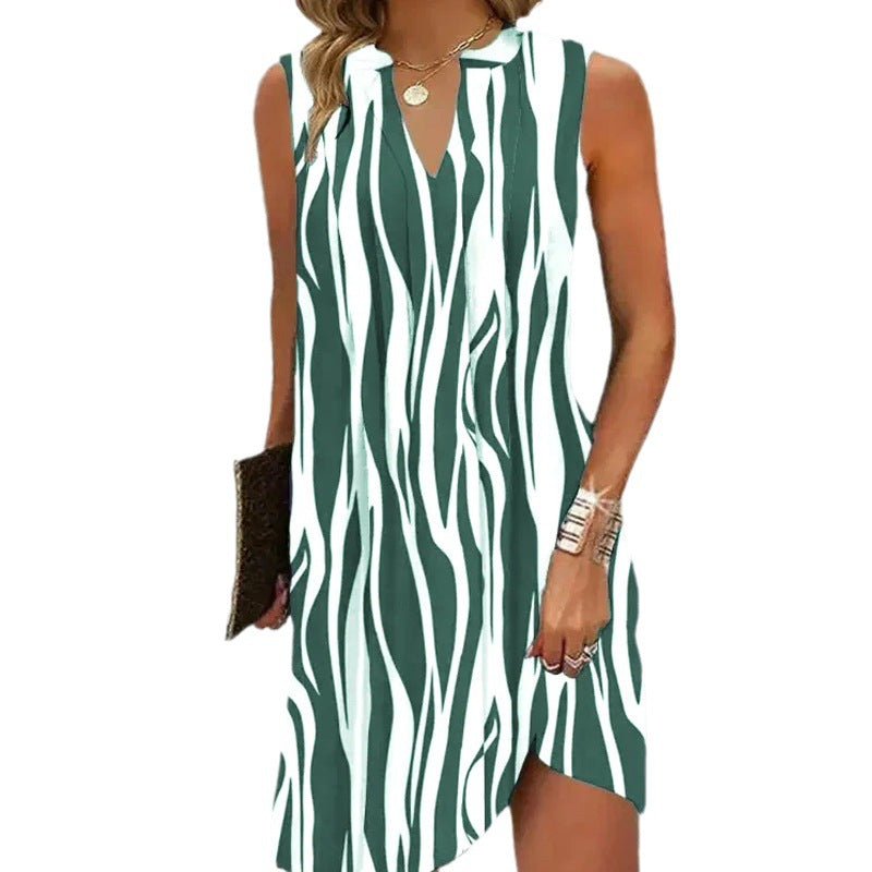 Women's Multi-color A-Line Sleeveless Dress