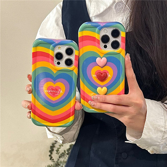 Rainbow Three Dimensional Love Drop-resistant Phone Case