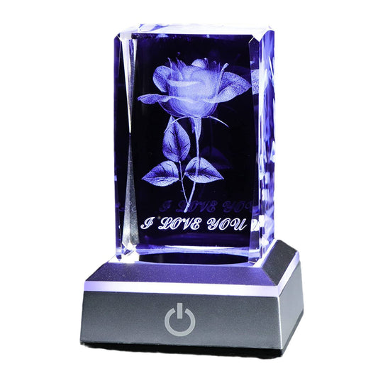 Crystal Laser Carved Rose Crystal Crafts Ornaments