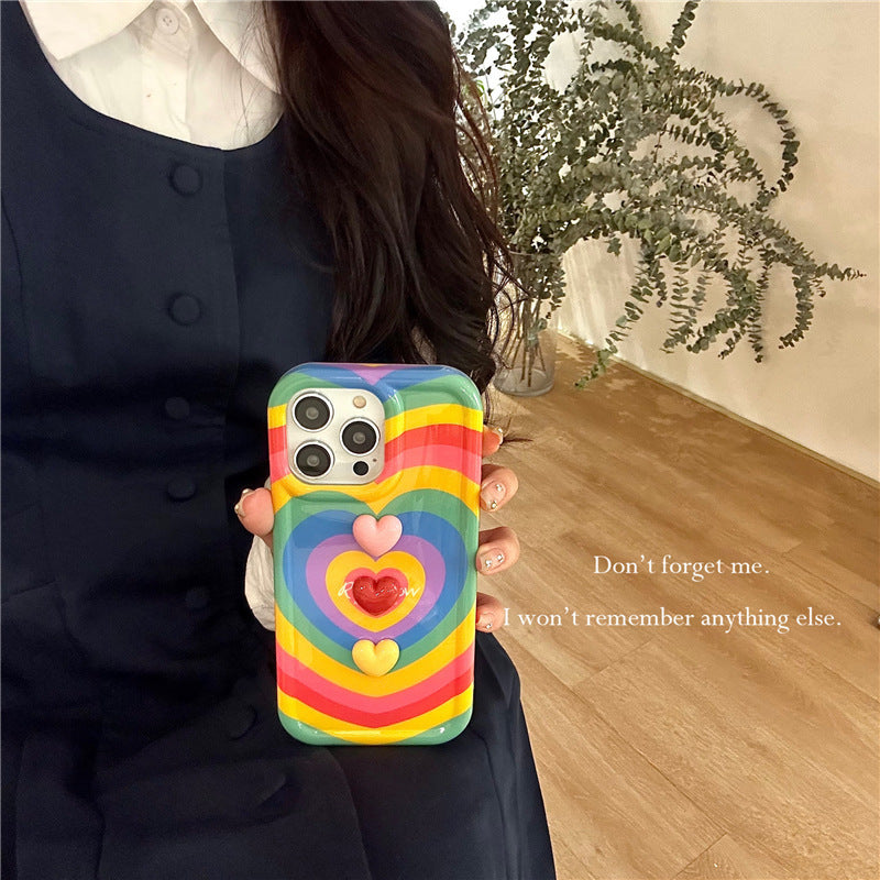 Rainbow Three Dimensional Love Drop-resistant Phone Case