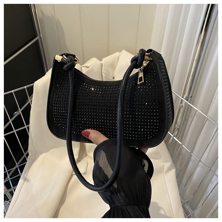 Diamond-embedded underarm bag western style fashion leisure shoulder bag