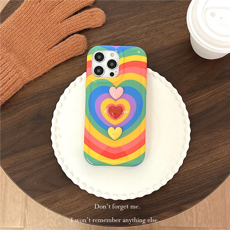 Rainbow Three Dimensional Love Drop-resistant Phone Case