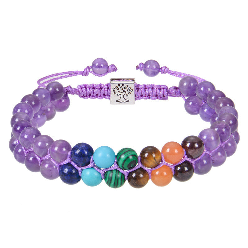 6mm colorful natural stone double layer bracelet