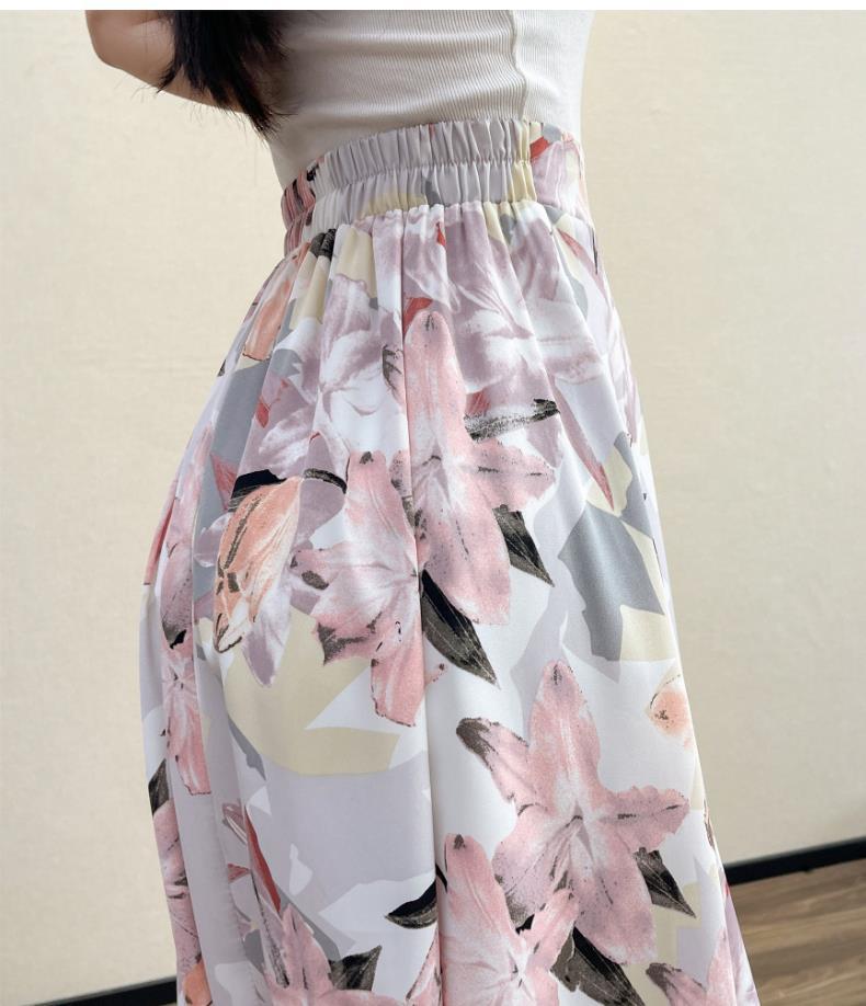 Women's Fashion High Waist Slimming Wide Hem Printed Dress