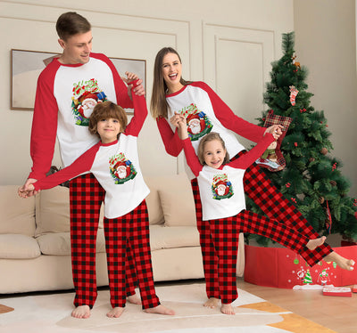 Weihnachten Eltern-Kind Kleidung Set Langarm T-Shirt Plaid Hosen Familie Passenden Pyjamas