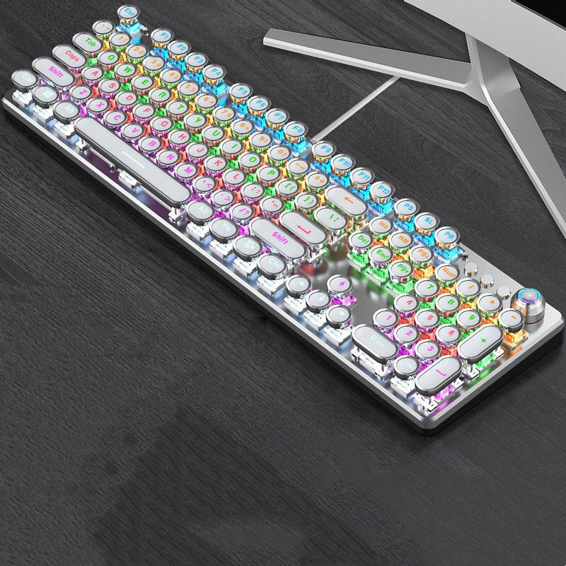 Mechanical keyboard with luminous retro punk electroplating button