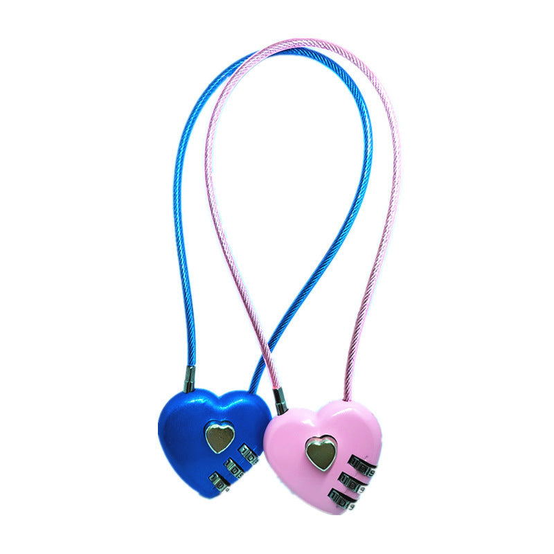 Peach Heart Long Wire Rope Love Lock