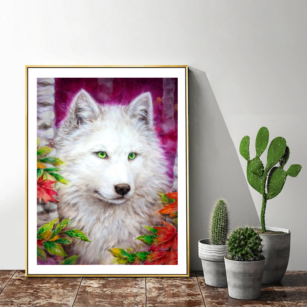 HUACAN 5D Diamond Embroidery Cross Stitch Wolf Painting Animal Picture