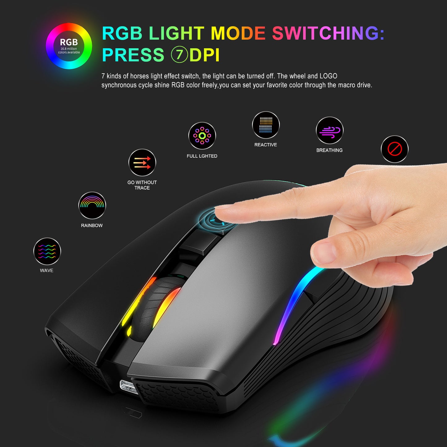 TYPE-C Interface Sieben-Tasten Gaming RGB Leucht Maus