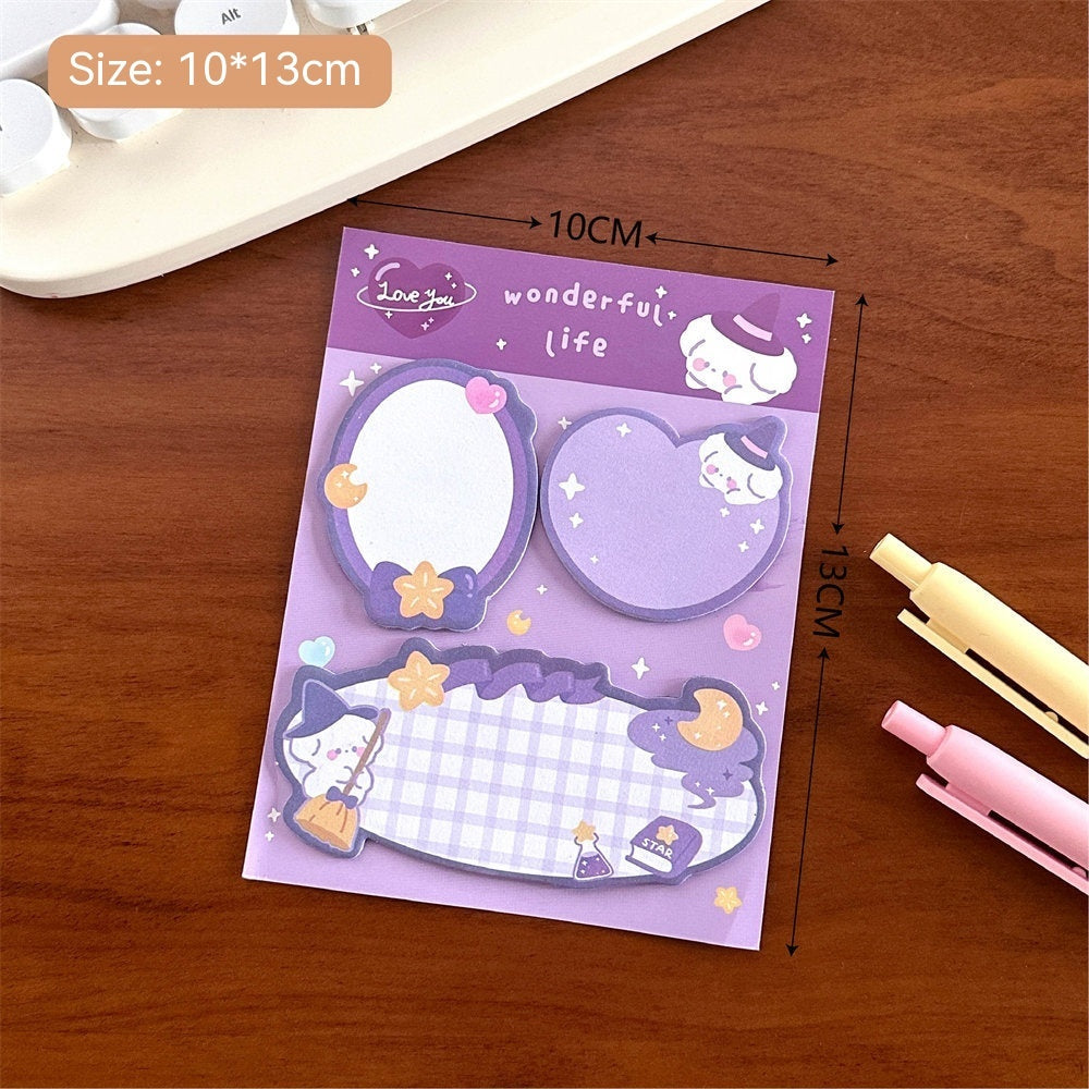 Cartoon Combination Sticky Notes Girly Style Creative Message Special-shaped Stickers Student Cute Hand Account Note Paper