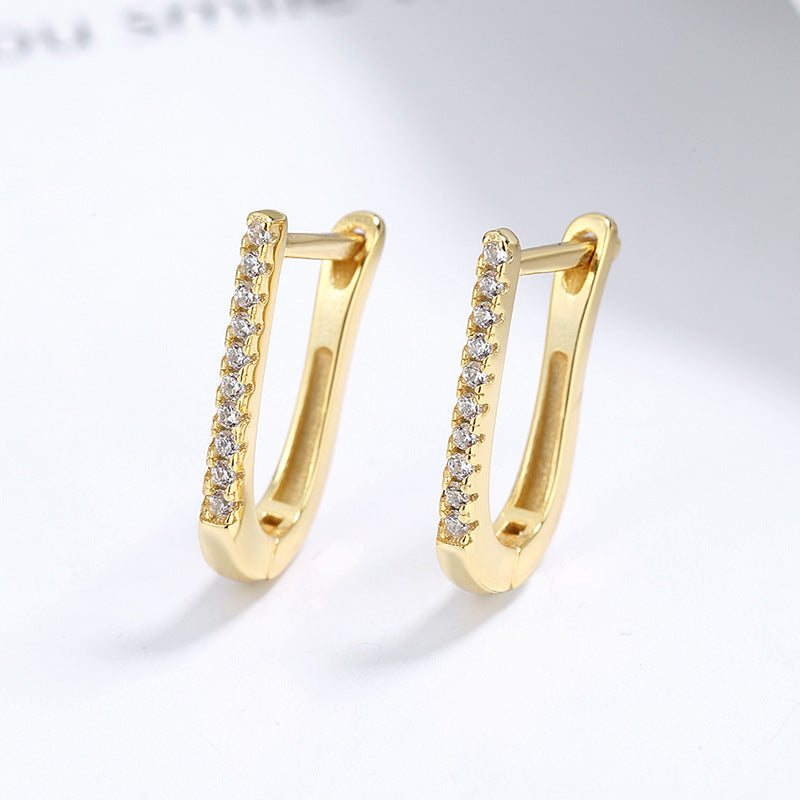 925 Sterling Silver Geometric U-Shaped Earrings Women Design Sense