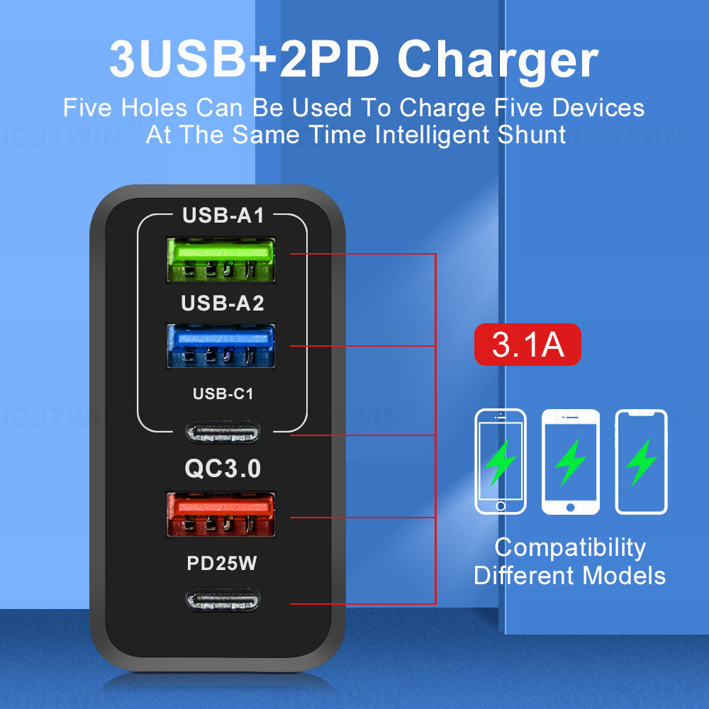 Fast Charging Mobile Phone Charger Type-c PD Three USB Multi-port Travel Plug