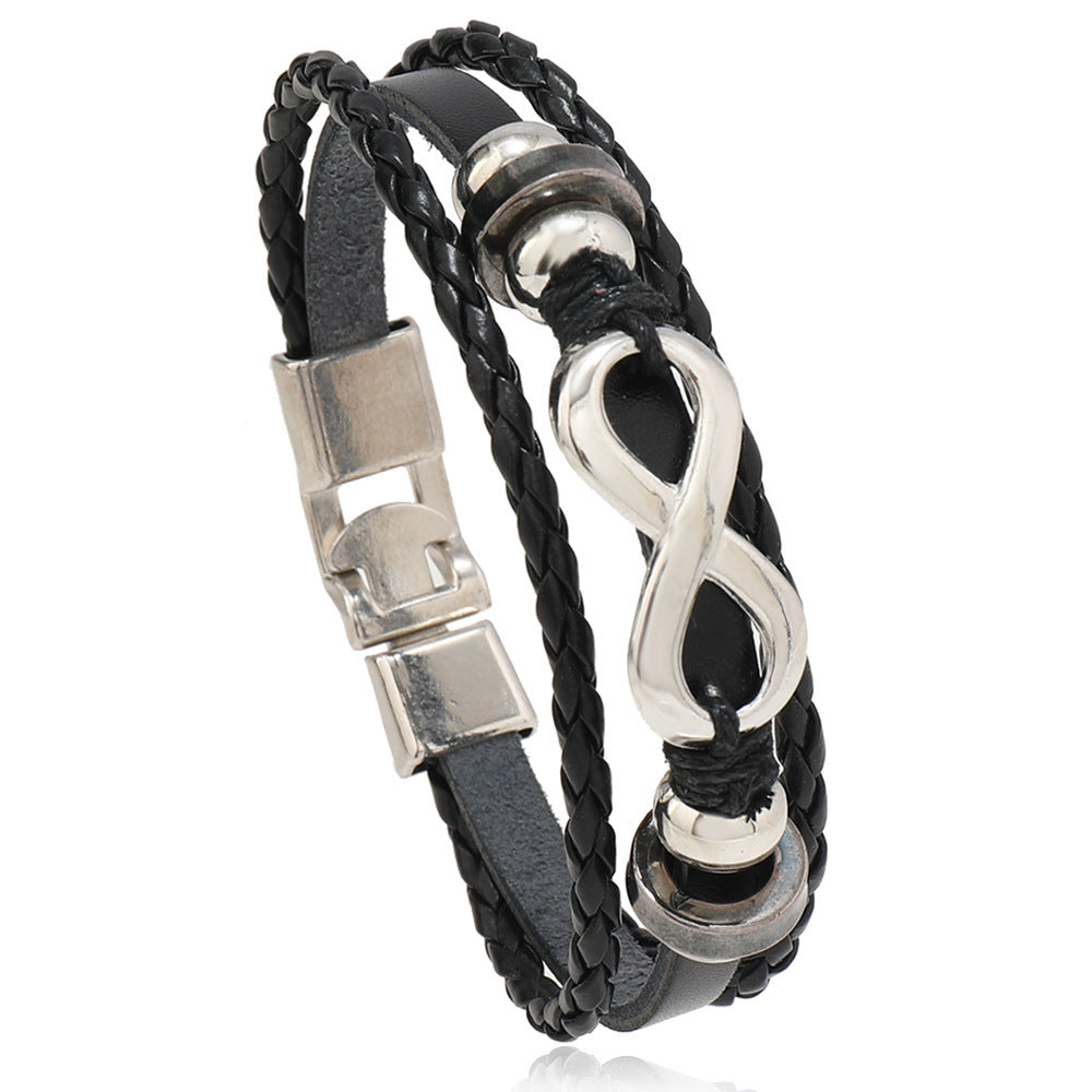 Herren Retro Unendliches Symbol Leder armband