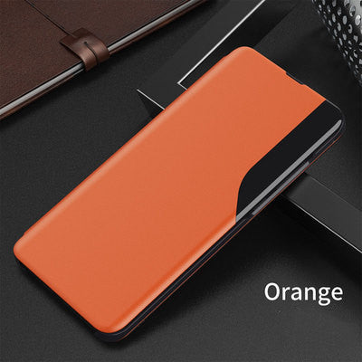 Side Display Magnetic Clamshell Leather Phone Case Bracket Protective Cover