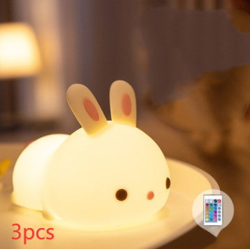 Neujahrs Geschenk Kaninchen Silikon Lampe Pat Fütterung Kreative Nacht Licht Kinder Spielzeug