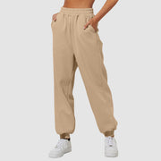 Damenhose mit Taschen, hohe Taille, lockere Jogging-Sporthose, bequeme, lässige Sweatshirthose