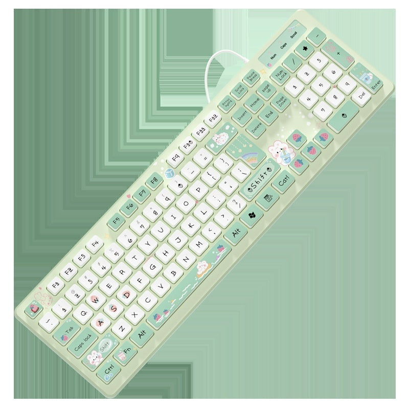 Milk Tea Rabbit Cute Chocolate Wired Keyboard