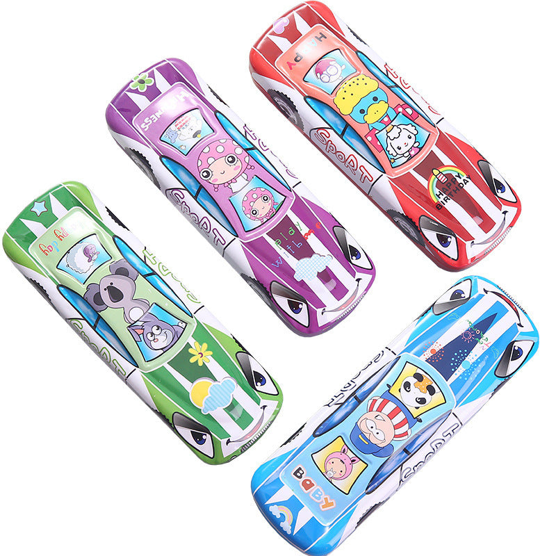 Tinplate Car Trolley Double-layer Racing Shape Pencil Case